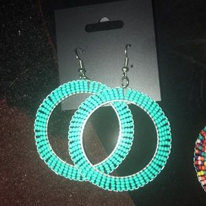 Turquoise Blue circle earrings